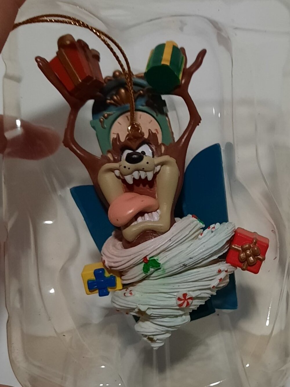 Vintage 2001 Looney Tunes Taz Tasmanian Devil Christmas Ornament Trevco Box